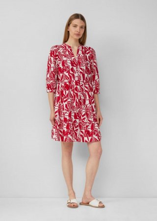 s.Oliver Strukturiertes Kleid aus Viskosemix mit Eingrifftaschen - mohnrot