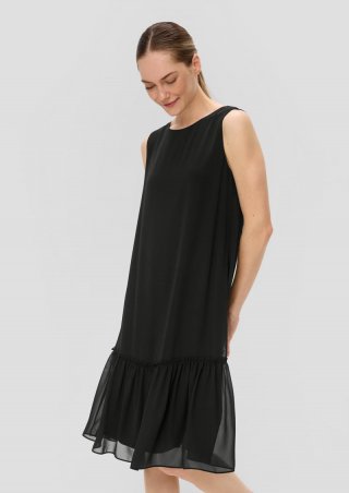 s.Oliver Knieumspielendes Chiffon-Kleid mit Volants - schwarz