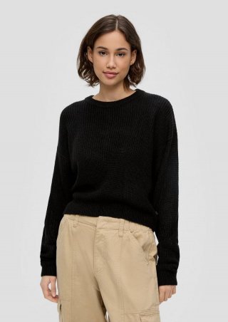 s.Oliver Leichter Sommerstrickpullover im Relaxed Fit - schwarz