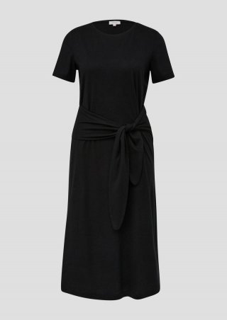 s.Oliver Jersey-Kleid mit Rundhalsausschnitt und Knoten-Detail - schwarz