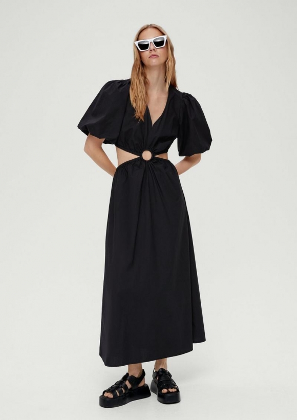 s.Oliver Zweiteiliges Popeline-Kleid - schwarz