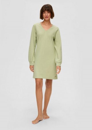 s.Oliver Pyjama-Sweatkleid mit V-Ausschnitt - hellgrün
