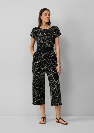 s.Oliver Jumpsuit in Culotte-Länge mit Flechtgürtel - schwarz