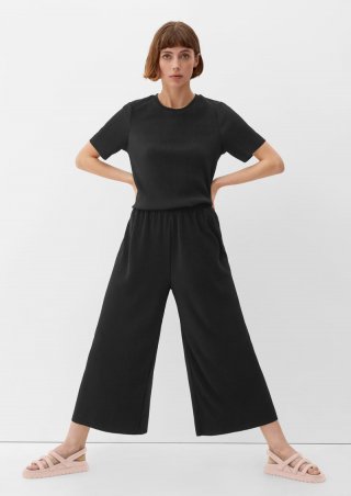 s.Oliver Regular: Culotte mit Plisséefalten - schwarz