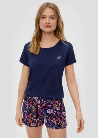 s.Oliver Pyjama-T-Shirt aus Baumwoll-Viskosemix - dunkelblau