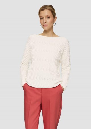 s.Oliver Feinstrickpullover mit Wellenstruktur - ecru