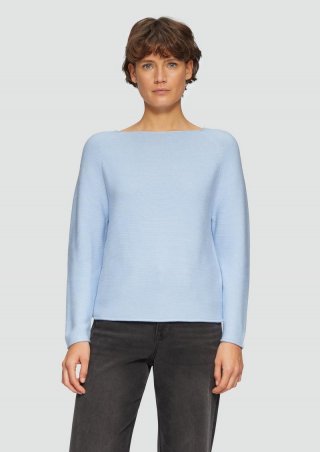 s.Oliver Strickpullover mit U-Boot-Ausschnitt und Rollsaum - hellblau