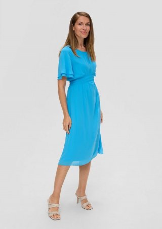 s.Oliver Chiffon-Kleid mit elastischem Bund - azurblau