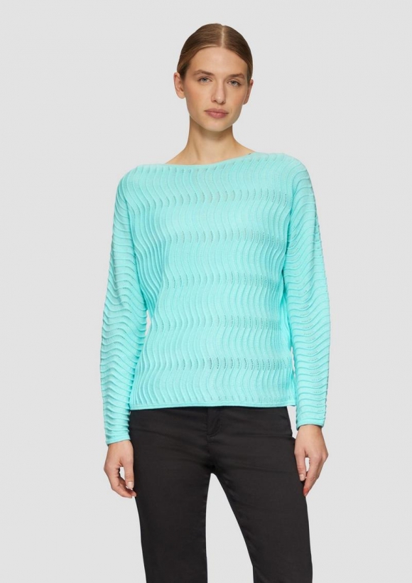 s.Oliver Strickpullover mit Ajourmuster - türkis