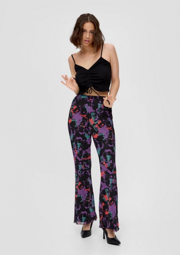 s.Oliver Slim: Hose aus Mesh - lila