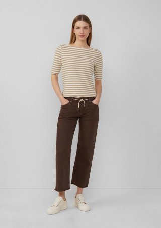 s.Oliver Cropped Jeans Karolin / Regular Fit / Mid Rise / Straight Leg / offener Saum - mokka