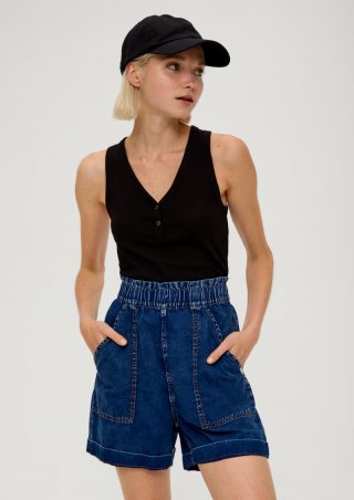 s.Oliver Jeans-Shorts Paper Bag / Relaxed Fit / High Rise / Semi Wide Leg - navy