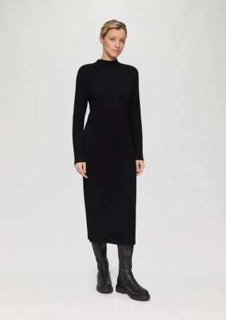 s.Oliver Strick-Kleid mit Stehkragen - schwarz