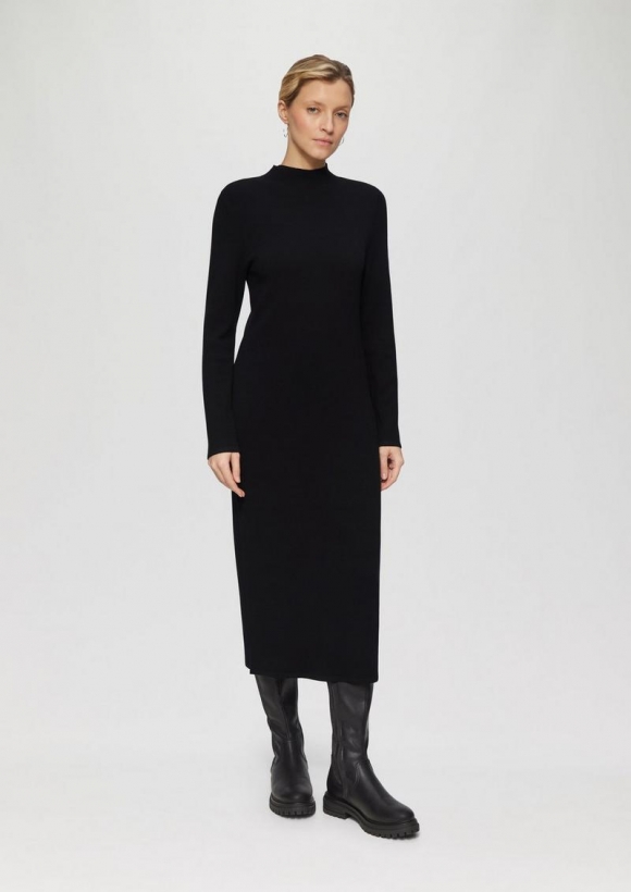 s.Oliver Strick-Kleid mit Stehkragen - schwarz