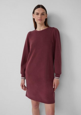 s.Oliver Scuba-Kleid mit Faltendetail am Arm - bordeaux