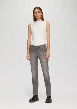 s.Oliver Jeans Betsy / Slim Fit / Mid Rise / Slim Leg / mit Zipp-Detail - grau