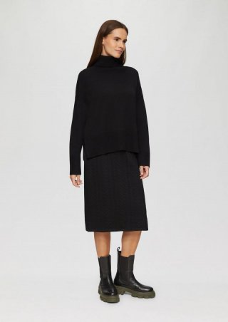 s.Oliver Strukturierter Jersey-Rock mit seitlichem Schlitz - schwarz