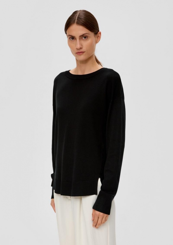 s.Oliver Leichter Pullover aus Viskosemix - schwarz