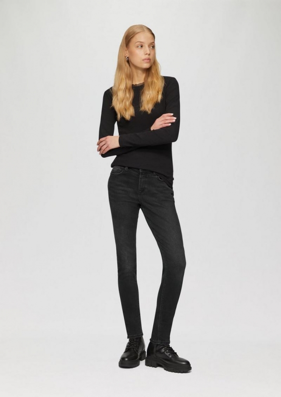 s.Oliver Jeans Sadie / Skinny Fit / Mid Rise / Skinny Leg / Schmucksteine / Superstretch - dunkelgrau