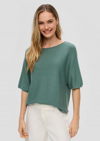 s.Oliver Shirt mit U-Boot-Ausschnitt - helles petrol