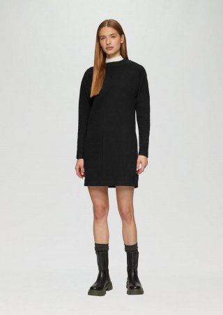 s.Oliver Weiches Sweat-Kleid mit Ziernaht - schwarz