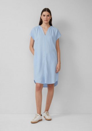 s.Oliver Blusenkleid aus Leinenmix mit Eingrifftaschen - hellblau