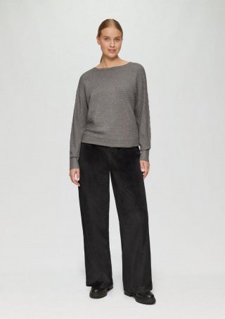 s.Oliver Wide-Leg-Hose aus Samt mit elastischem Bund - schwarz