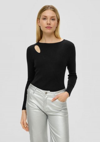 s.Oliver Strickpullover aus Viskosestretch - schwarz
