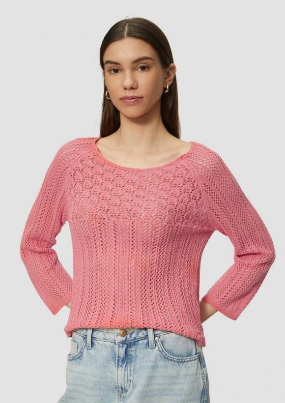 s.Oliver Pullover in Häkeloptik - koralle