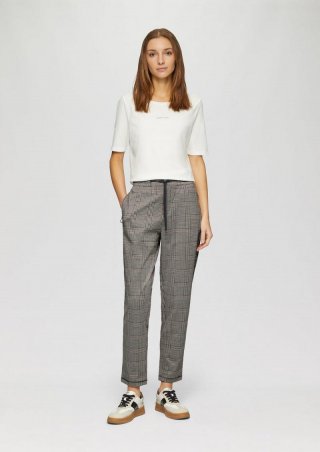 s.Oliver Karierte Jogg Pants mit Gummizug - beige