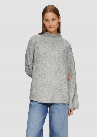 s.Oliver Relaxed Fit Pullover aus Alpakamix - grau meliert