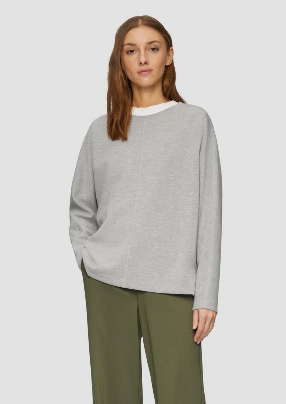s.Oliver Sweatshirt aus Scuba mit Fledermausärmeln - grau meliert