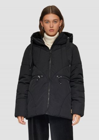 s.Oliver Wattierte Jacke mit verstellbarem Gummizug - schwarz