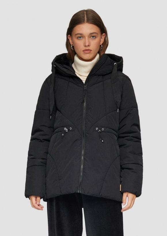 s.Oliver Wattierte Jacke mit verstellbarem Gummizug - schwarz