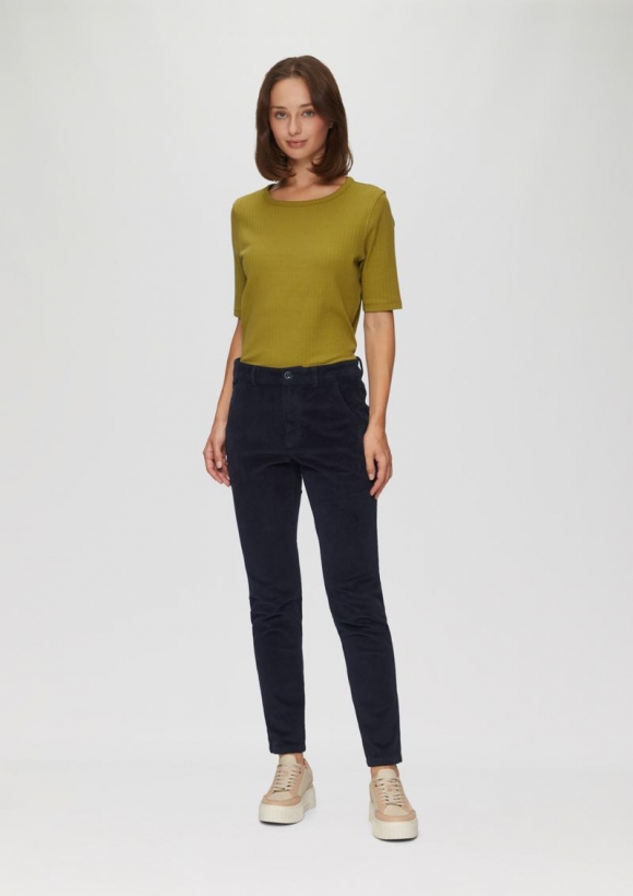 s.Oliver Schmal geschnittene Cordhose - navy