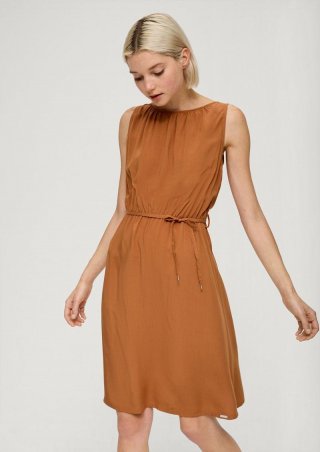 s.Oliver Viskosekleid mit Raffung - zimt
