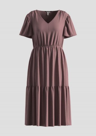 s.Oliver Viskosekleid mit All-over-Print - aubergine