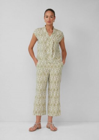 s.Oliver Culotte aus Viskose mit All-over-Print - helles olivgrün