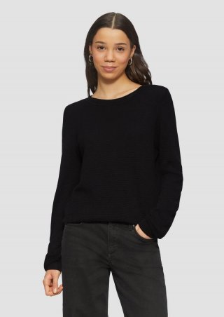 s.Oliver Strickpullover mit Struktur aus Viskosemix - schwarz
