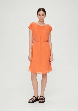 s.Oliver Chiffonkleid mit Raffung - orange