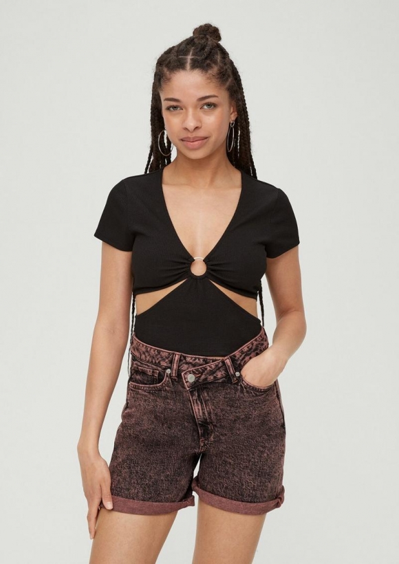 s.Oliver Jeans-Shorts Mom / Relaxed Fit / High Rise / Straight Leg - papaya