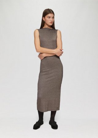 s.Oliver Schmales Rippkleid mit Glitzereffekt - aubergine