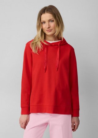s.Oliver Weiches Kapuzensweatshirt mit seitlichen Schlitzen - rot