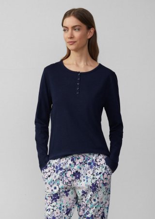 s.Oliver Pyjamashirt mit Henley-Ausschnitt - navy
