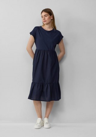 s.Oliver Stufenkleid im Relaxed Fit mit überschnittenen Schultern - navy