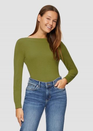 s.Oliver Strickpullover mit U-Boot-Ausschnitt - guacamole