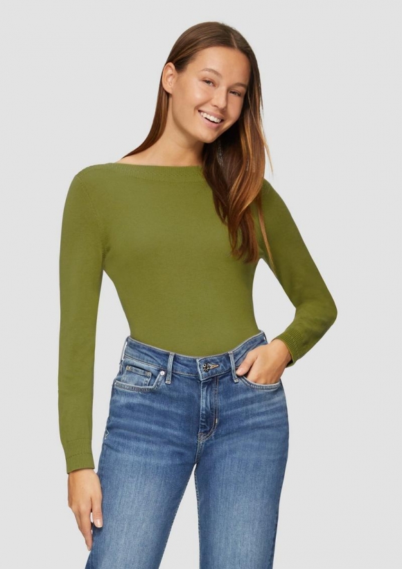 s.Oliver Strickpullover mit U-Boot-Ausschnitt - guacamole