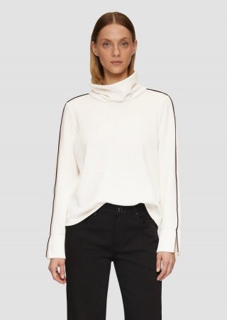 s.Oliver Sweatshirt mit Kontrast-Details und geschlitztem Ärmelsaum - ecru