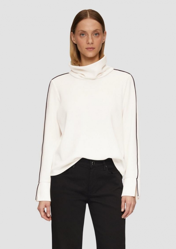 s.Oliver Sweatshirt mit Kontrast-Details und geschlitztem Ärmelsaum - ecru