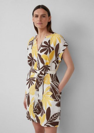 s.Oliver Kurzes Kleid aus Viskosemix im Relaxed Fit - ecru